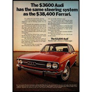 1971 Audi 100 Red 4 Door Sedan Vintage Print Ad Sunset Racetrack Wall Art Photo